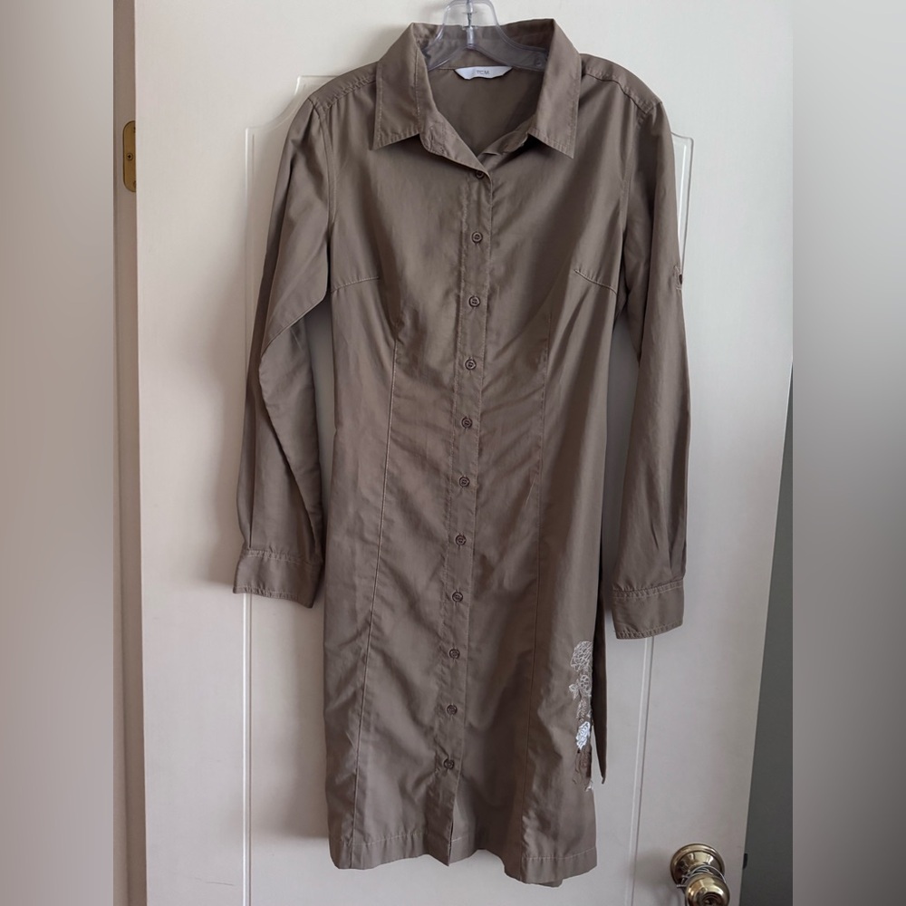 Elegant Tan Shirt Dress